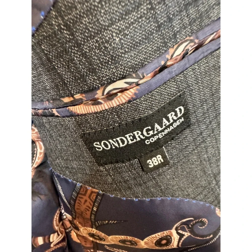 Sondergaard Copenhagen Mens Grey‎ Plaid Slim Fit Blazer Jacket 38R SSJF075